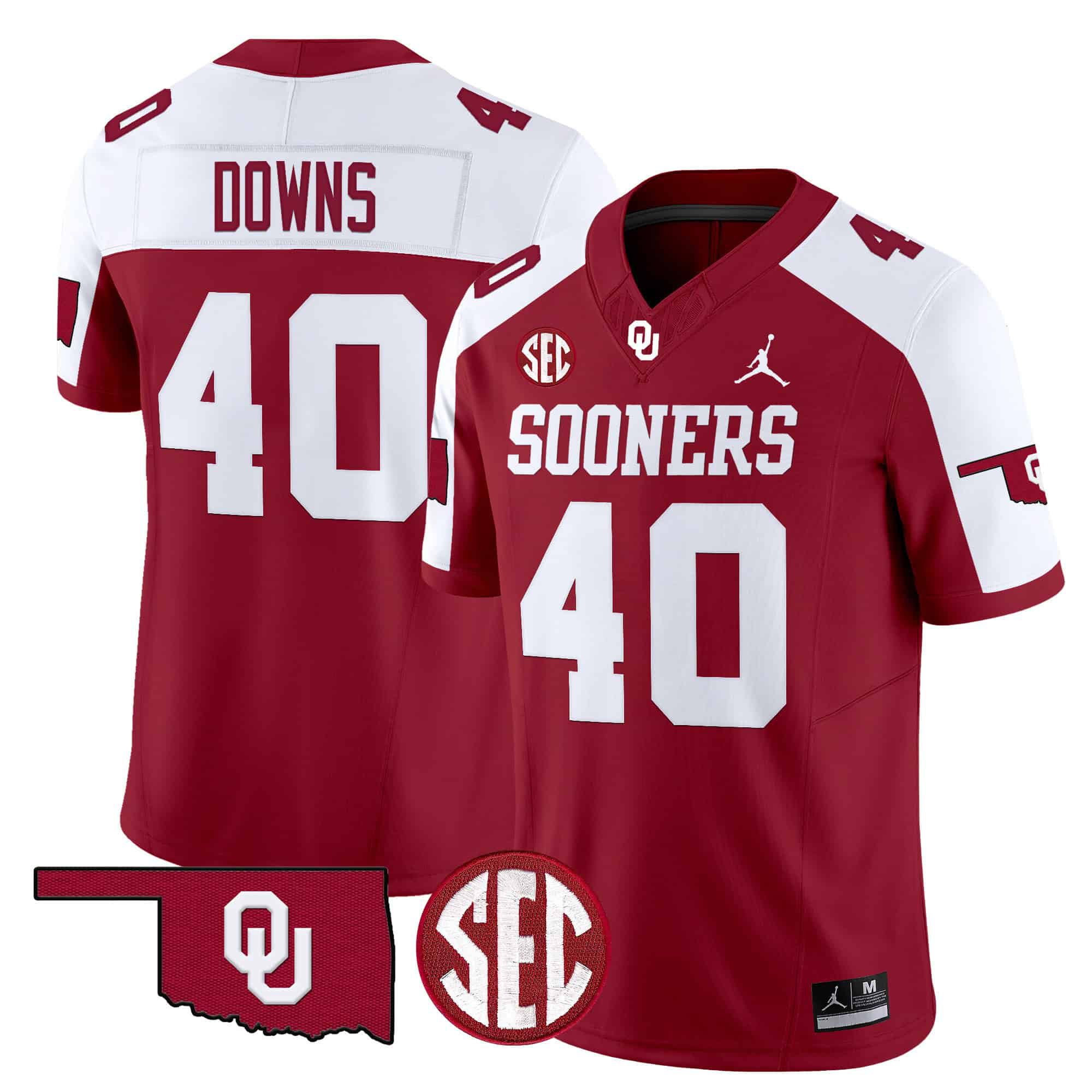 Men Oklahoma Sooners #40 Downs Red 2024 Vapor Limited NCAA Jersey->ncaa teams->NCAA Jersey